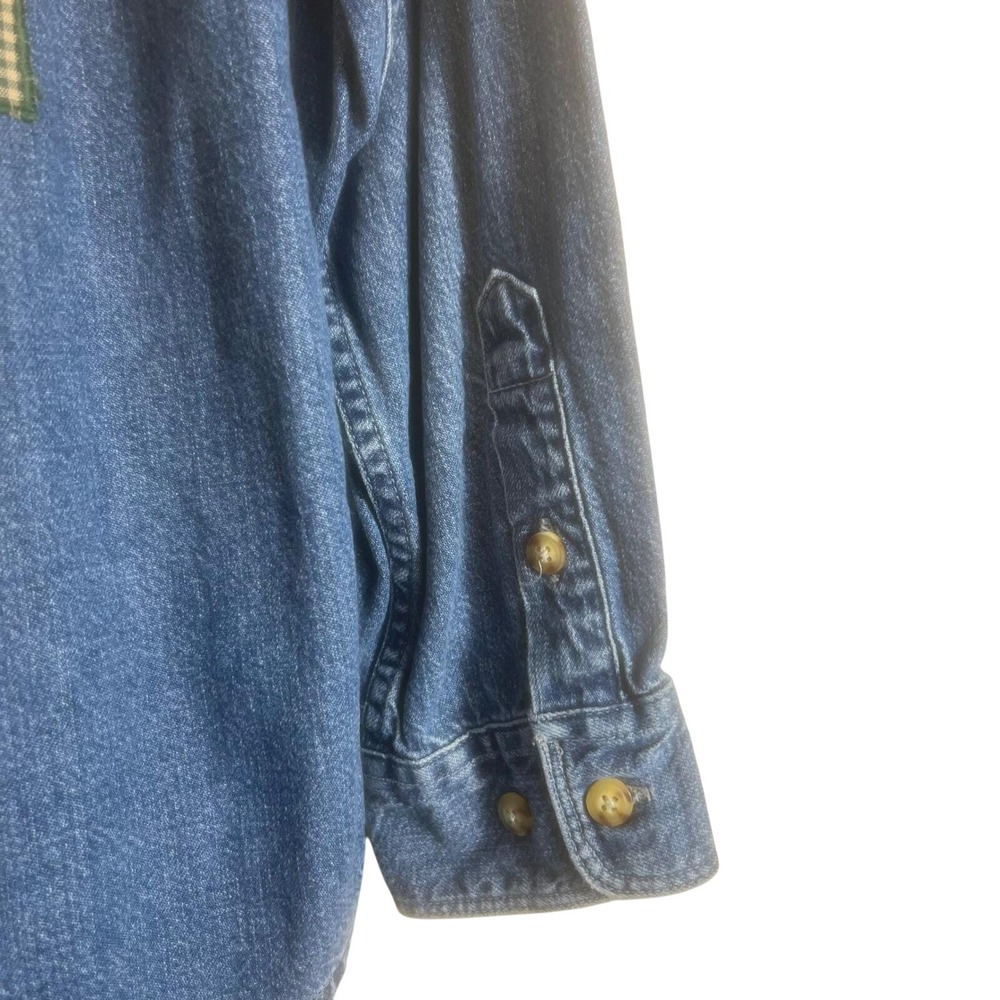 Vintage Eddie Bauer Denim Shirt Women's Small Birdhouse Embroidered Long Sleeve - Picture 7 of 8